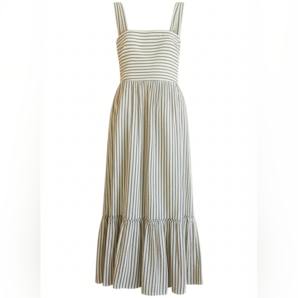 Cool Lucy Paris Olive Green and White Striped Midi Dress